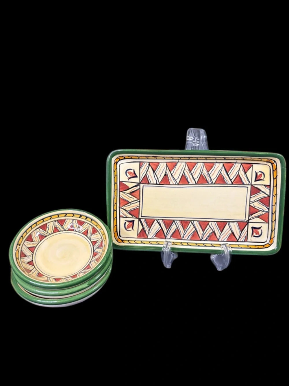 Deruta collection by Tabletops Unlimited Dip Dishes with Tray